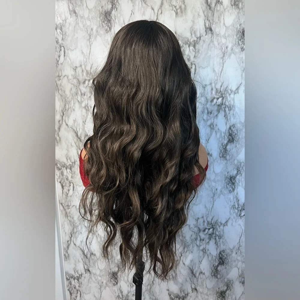 4 x 2 Front lace Closure Wavy Brown Wig  26 Inch